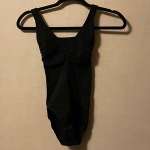 Black Bodysuit One Piece with Scoop Neckline